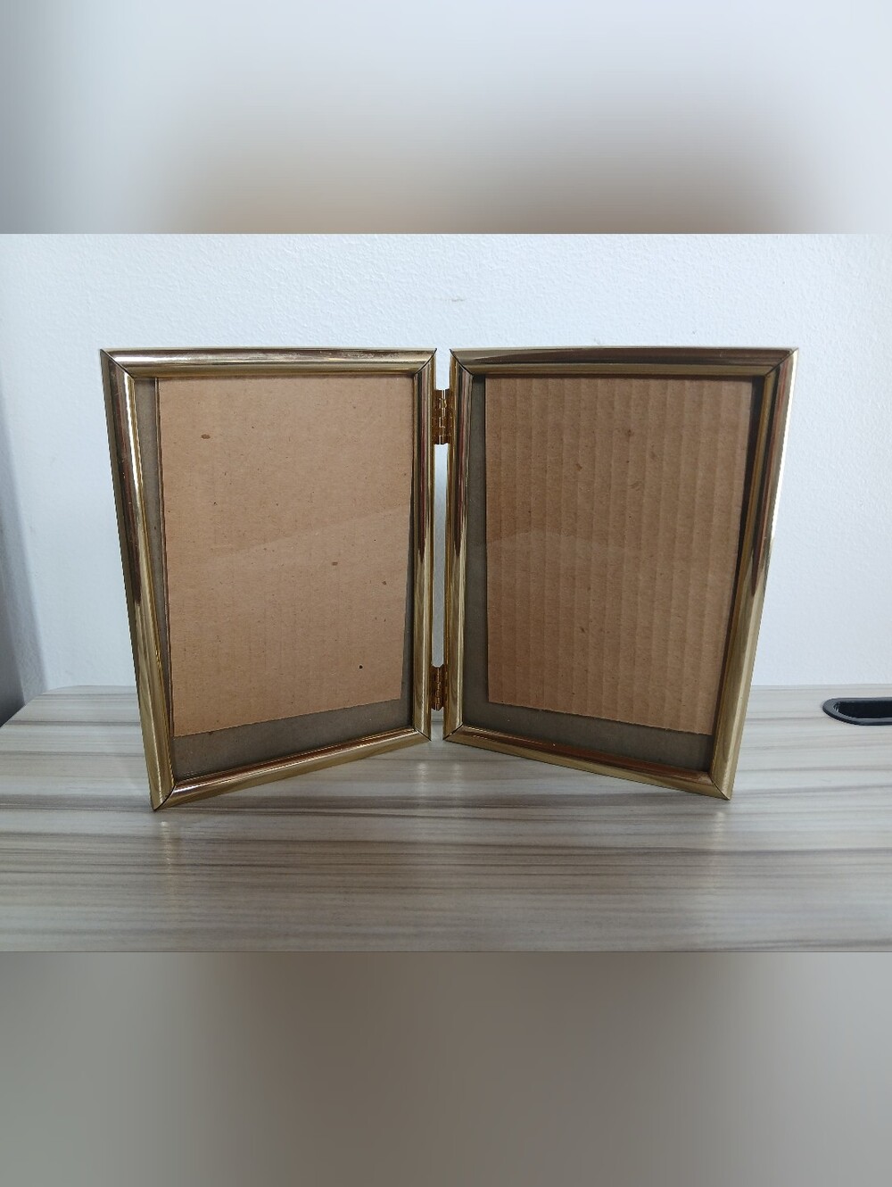 Vintage Double Fold Hinged Brass Photo Frame 5" x 7" Hollywood Regency